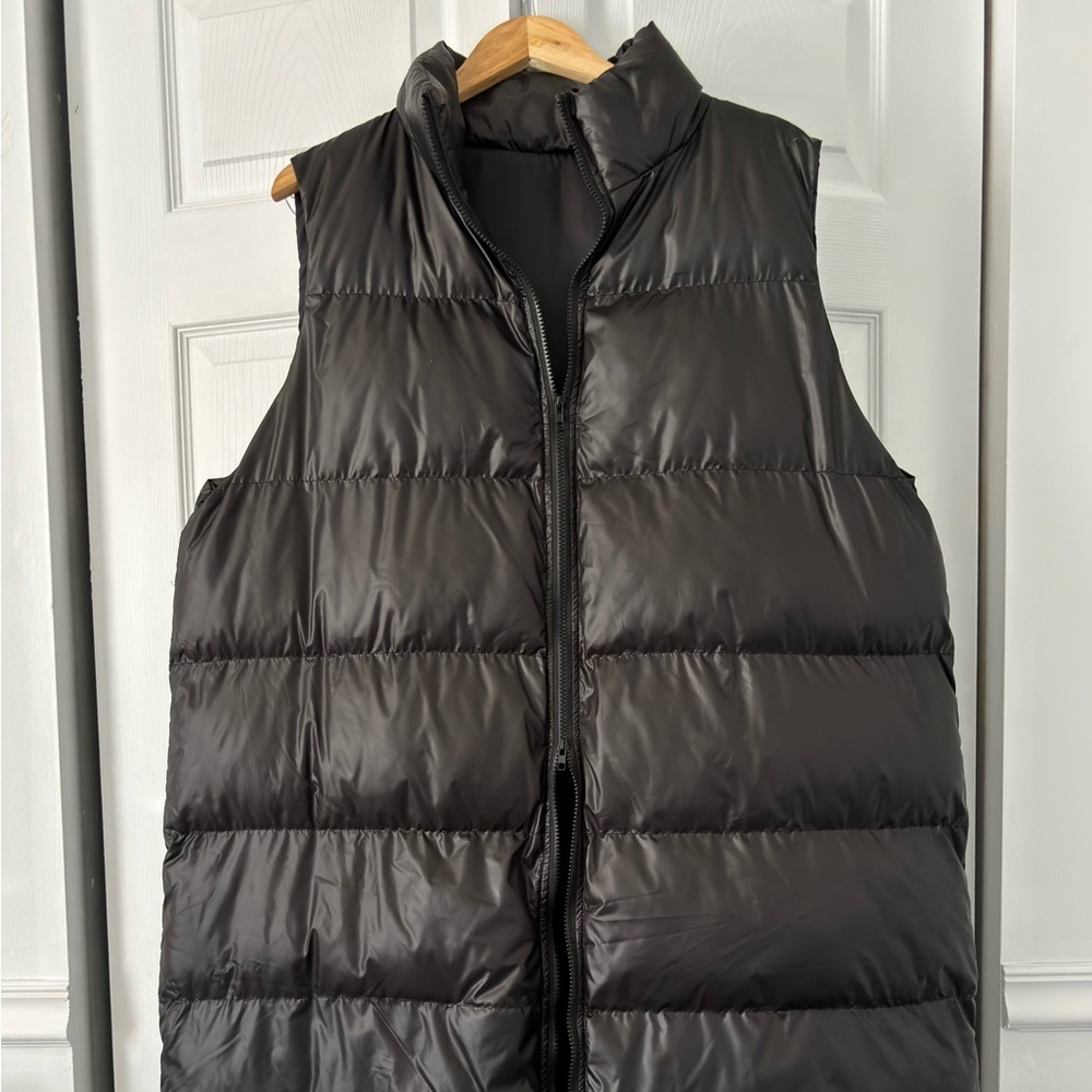 Women’s Black Long Puffer Vest